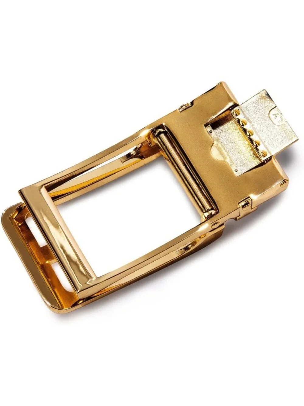 Adjustable Men's Leather Ratchet Belt with Gold Click Buckle - Stylish